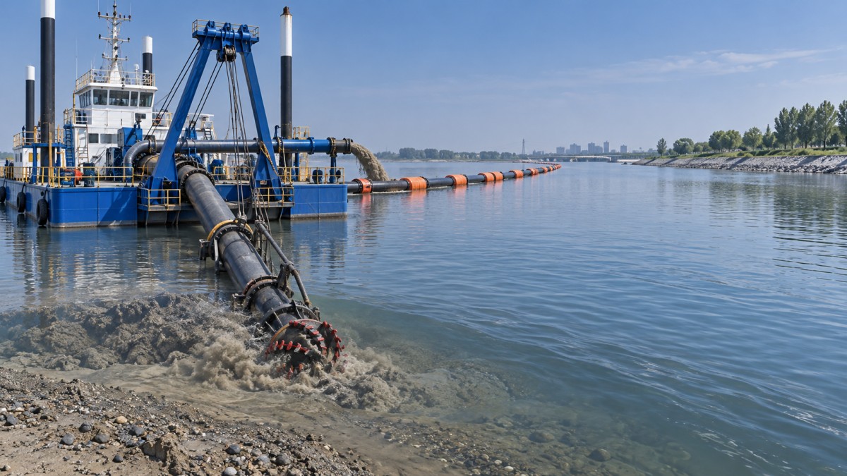 How a cutter head vessel performs in compacted riverbed material เรือขุดหัวตัดทำงานอย่างไรในวัสดุท้องน้ำที่อัดแน่น