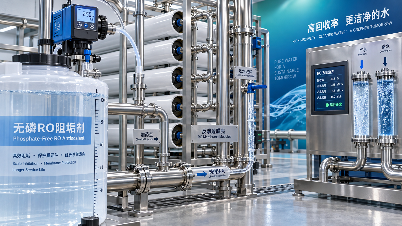 How to compare phosphorus-free RO antiscalants at high recovery rates