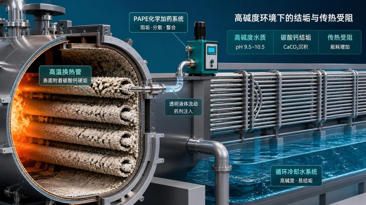 What causes PAPE to lose effectiveness in high alkalinity boiler systems? Apakah yang menyebabkan PAPE kehilangan keberkesanan dalam sistem dandang beralkali tinggi?