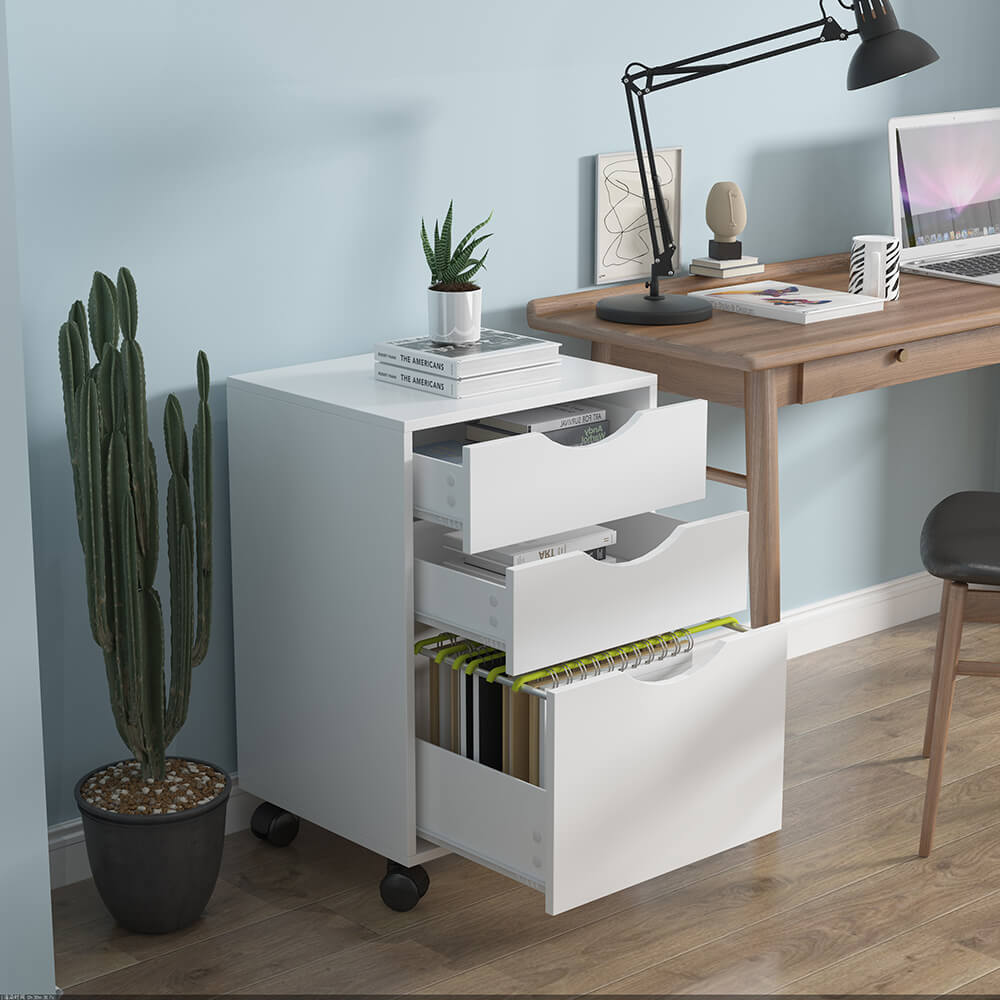 3つの引き出しが付いているモバイルストレージキューブ