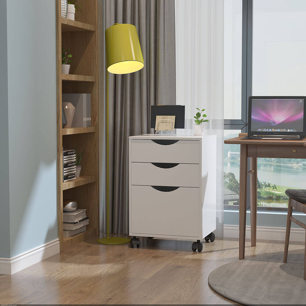 3つの引き出しが付いているモバイルストレージキューブ