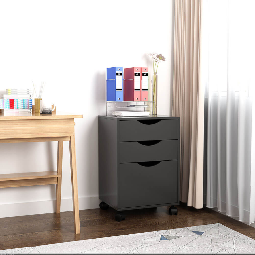 3つの引き出しが付いているモバイルストレージキューブ