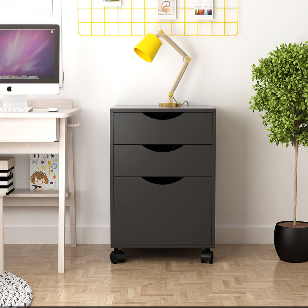 3つの引き出しが付いているモバイルストレージキューブ