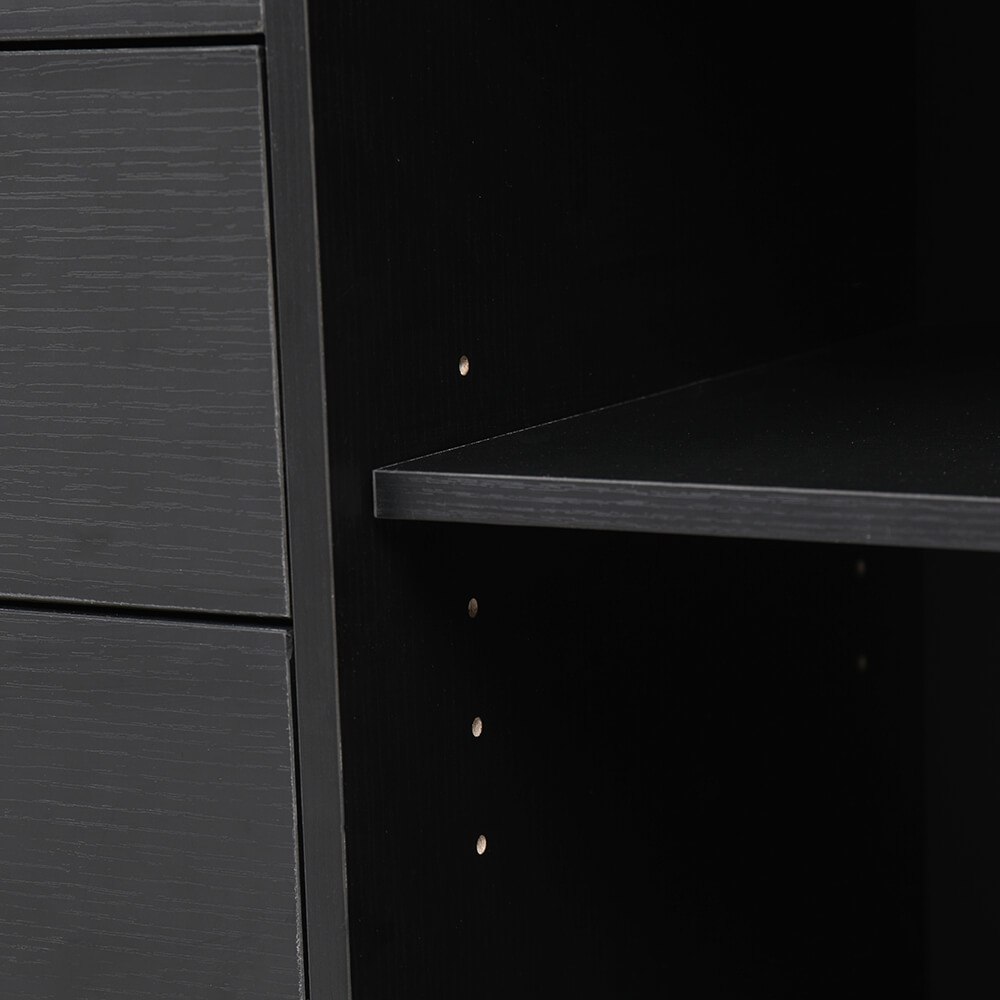 3つの引き出しと棚が付いたモバイルストレージキューブ