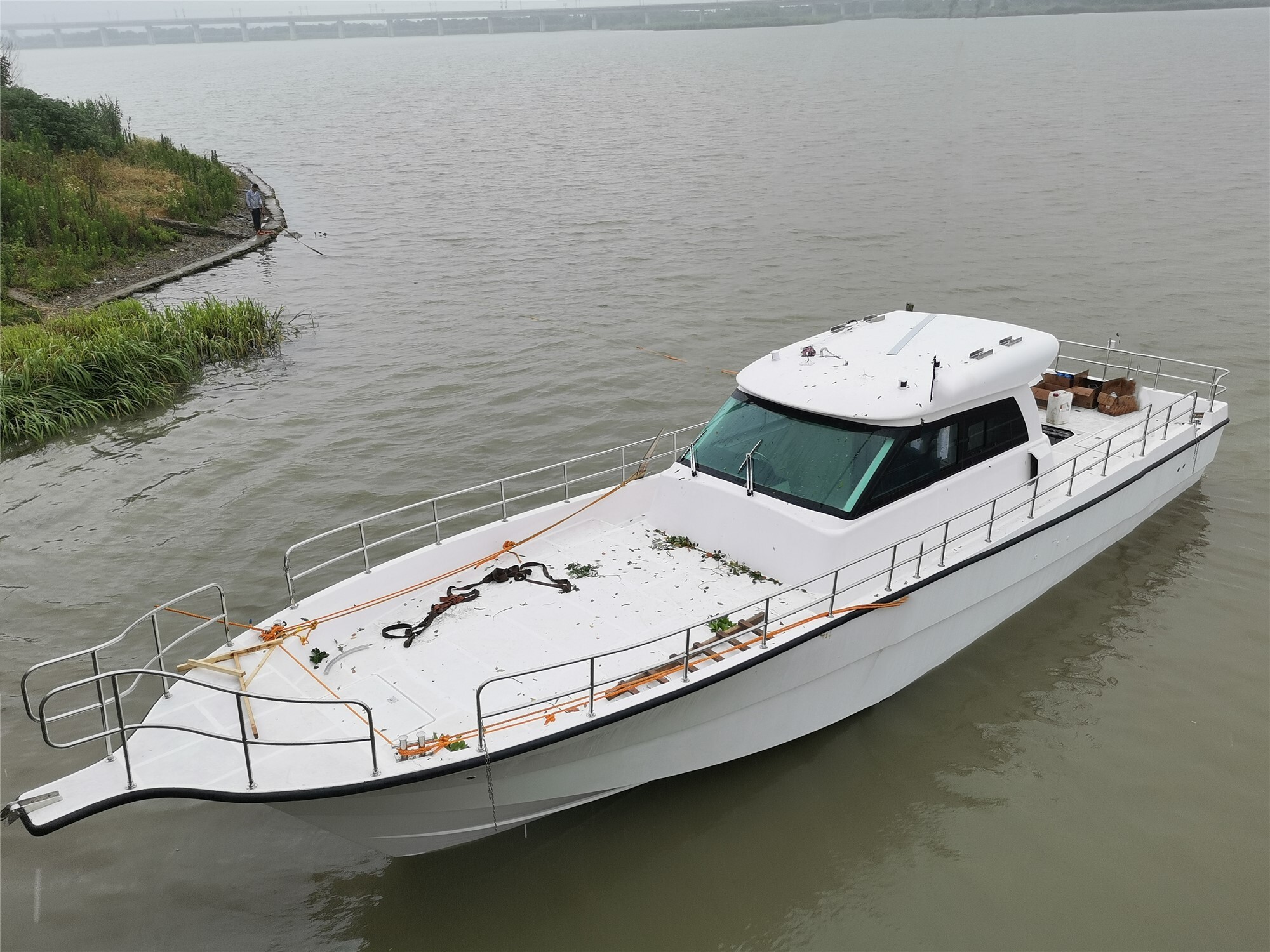 Grandsea 52ft قارب صيد بمقصورة من الألياف الزجاجية في أعماق البحار مع محرك ديزل للبيع