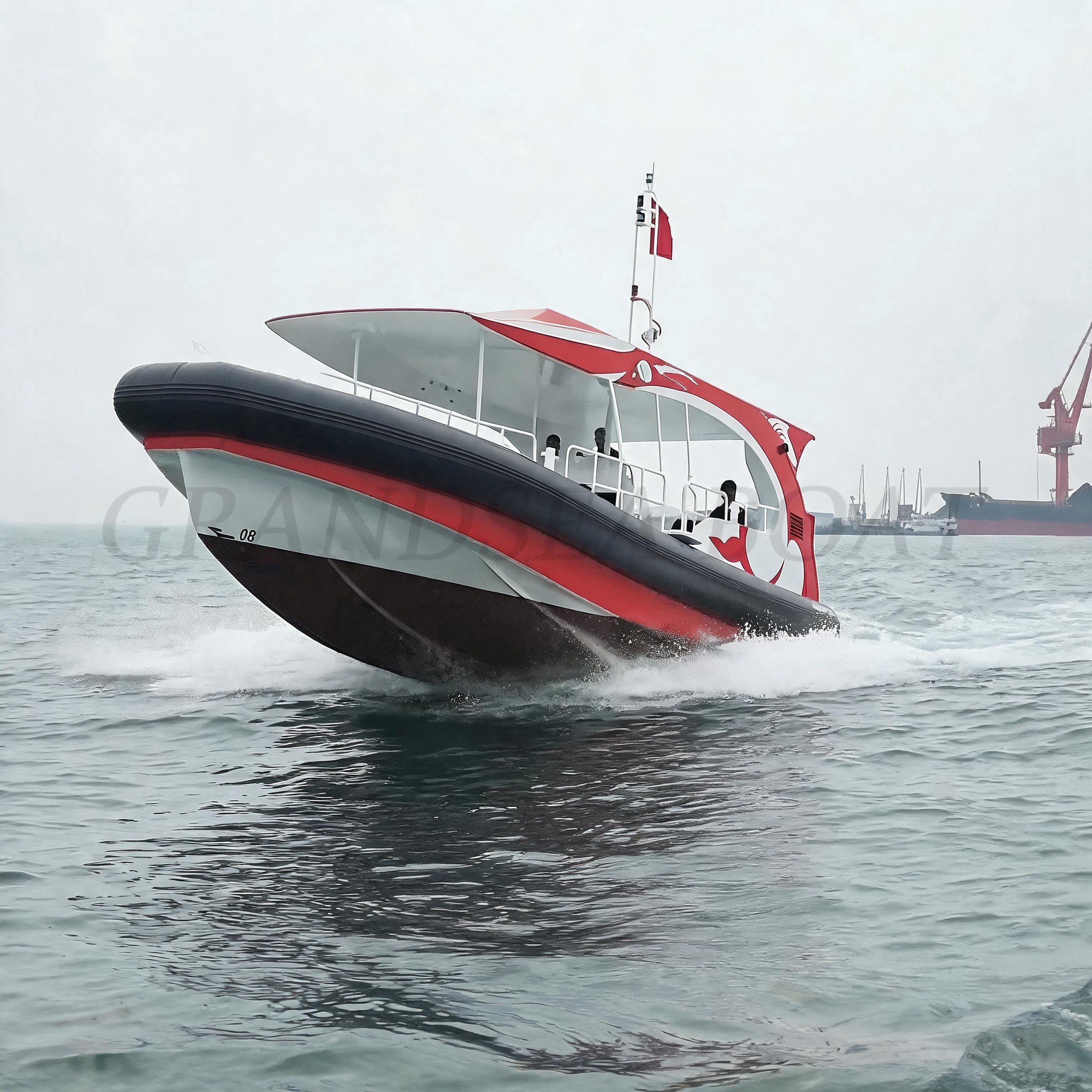 قارب Grandsea النفاث السياحي المصنوع من الألومنيوم بطول 12.5 مترًا، بسعة 11 مقعدًا، وقارب سرعة للانجراف للبيع