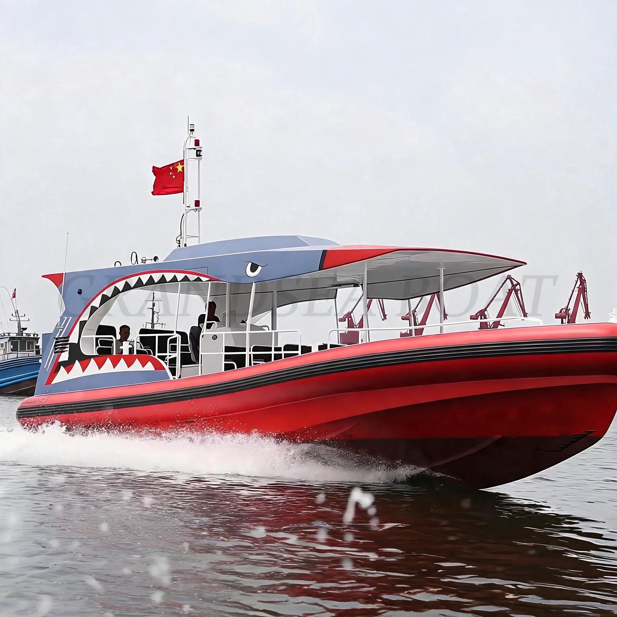 قارب Grandsea النفاث السياحي المصنوع من الألومنيوم بطول 12.5 مترًا، بسعة 11 مقعدًا، وقارب سرعة للانجراف للبيع
