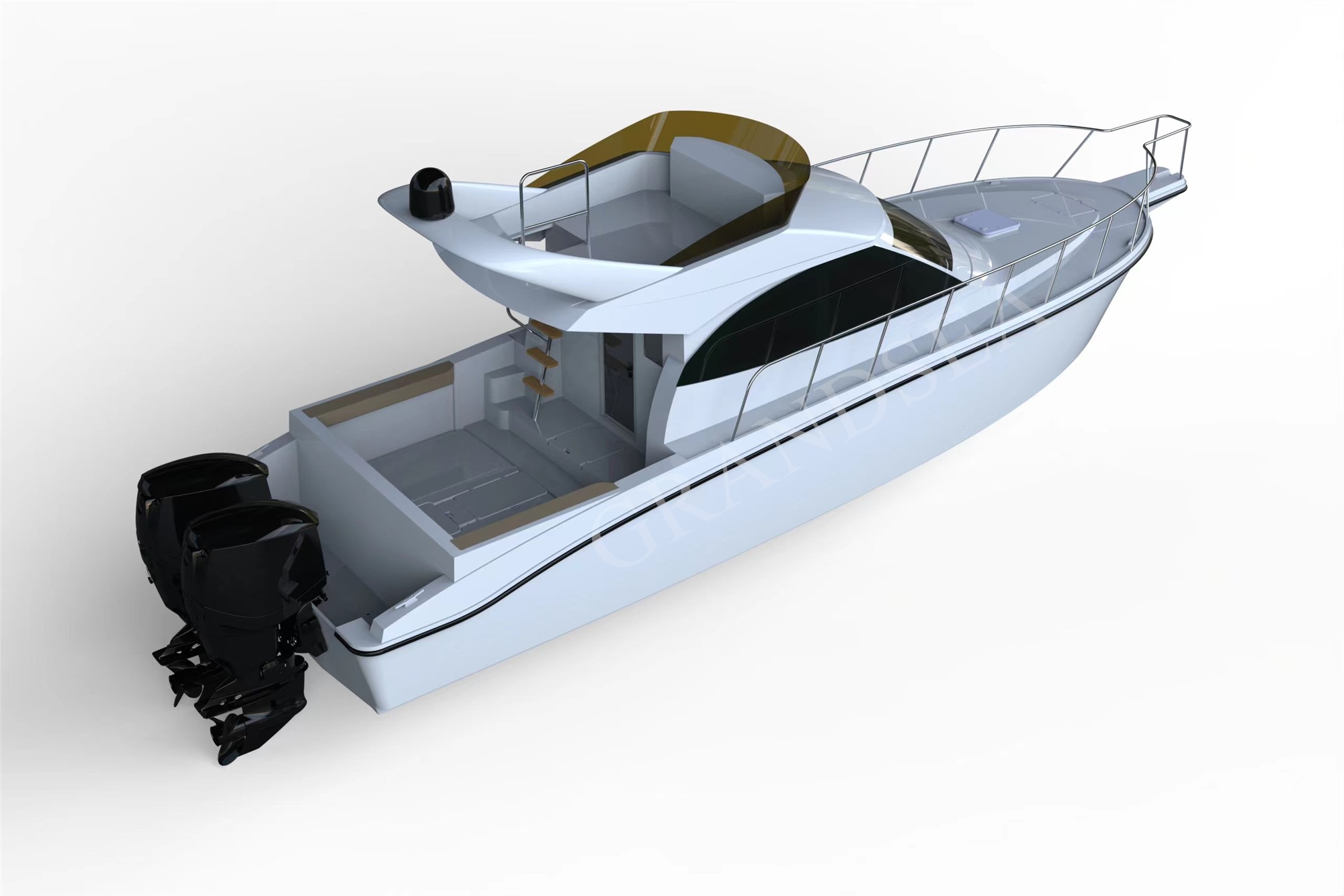 Grandsea Length 12m FRP Family Use Cabin Cruiser Pleasure Sport Fishing Boat للبيع