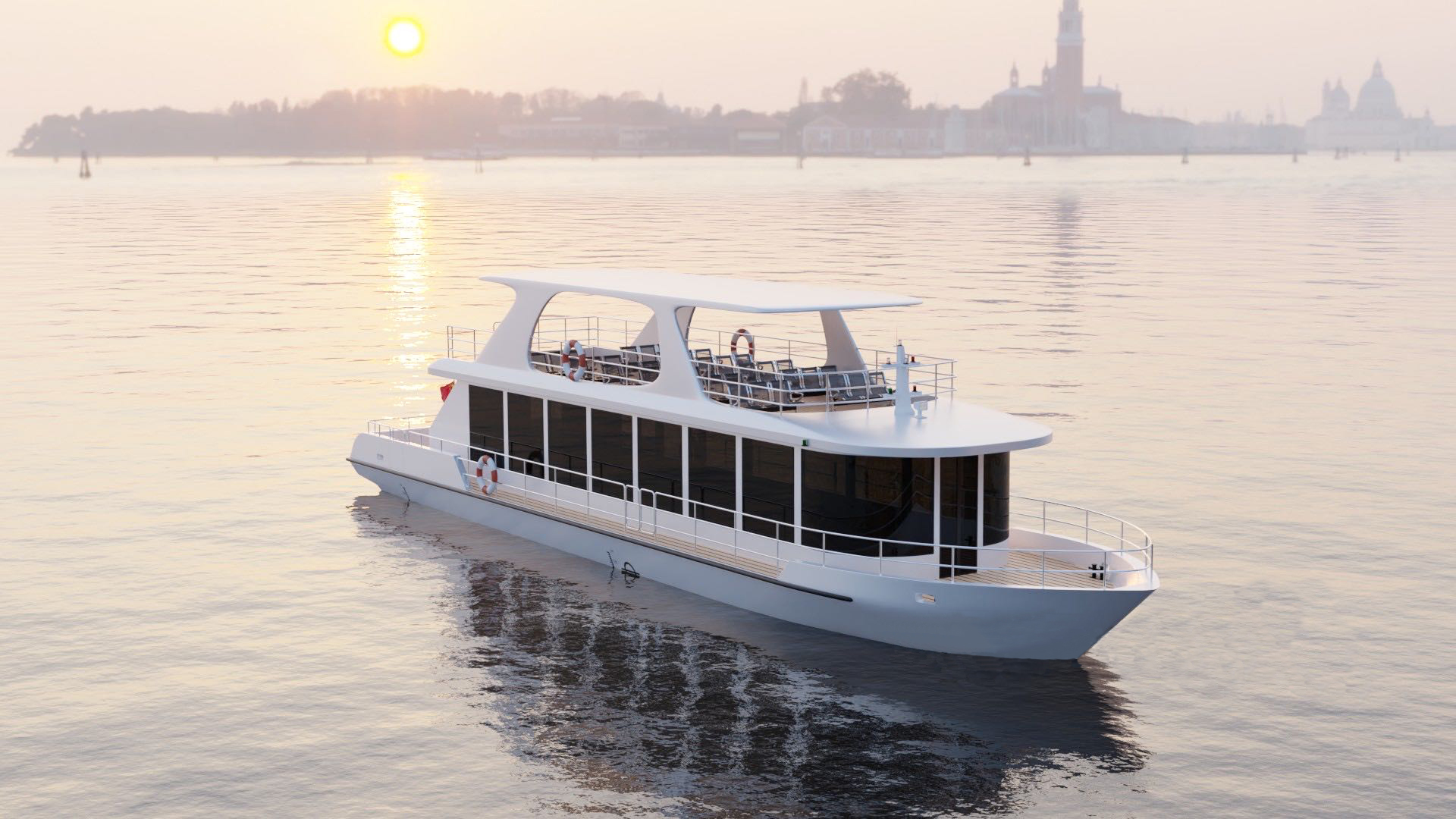 قارب جراند سي 24 م ذو هيكل فولاذي ذو طابقين لمشاهدة معالم المدينة للبيع