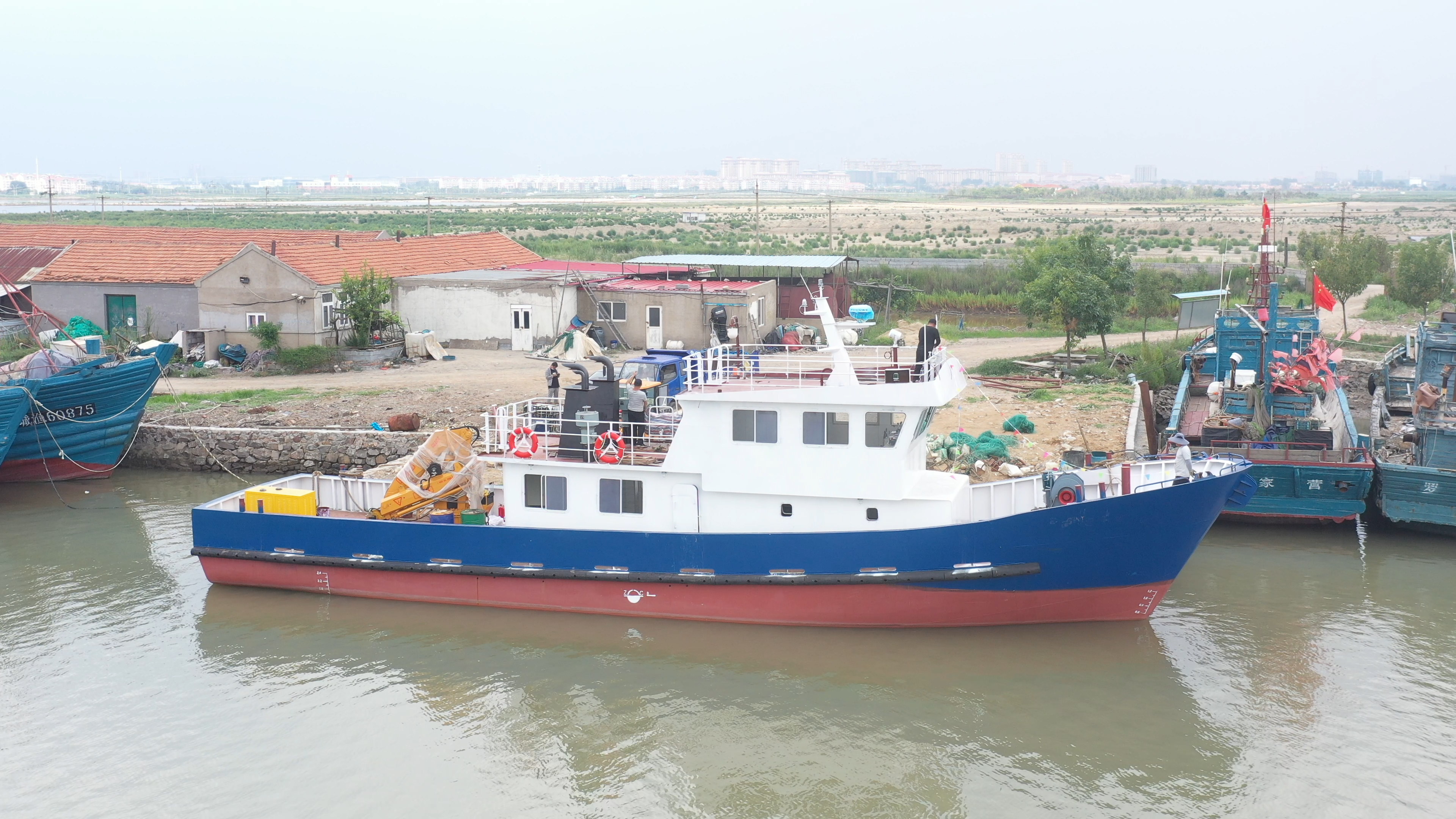 Grandsea 24m Steel Material Crane Barge Survey Work Boat للبيع