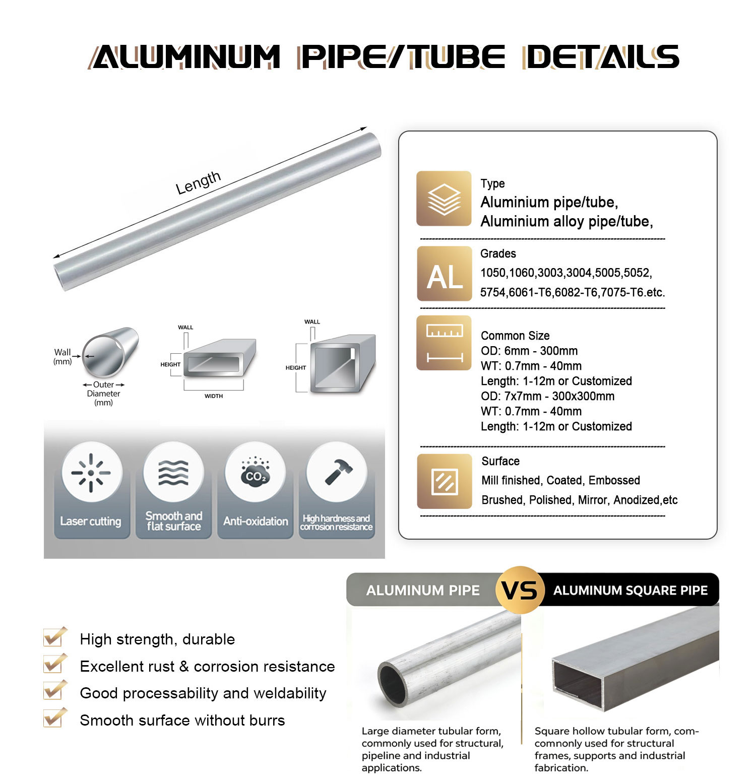 1 1050 Aluminum Pipe