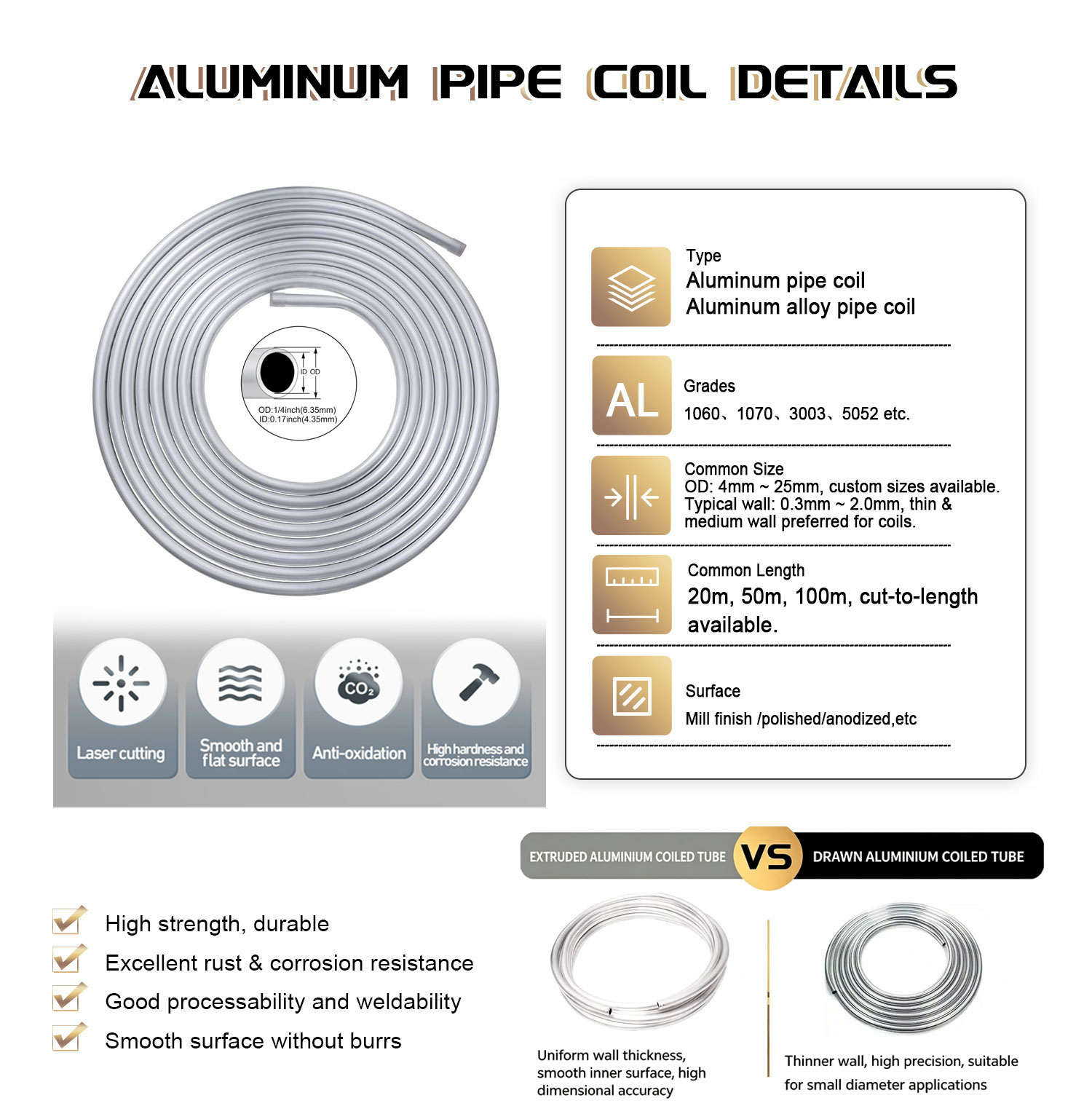 1 1050 air conditioning aluminum tube