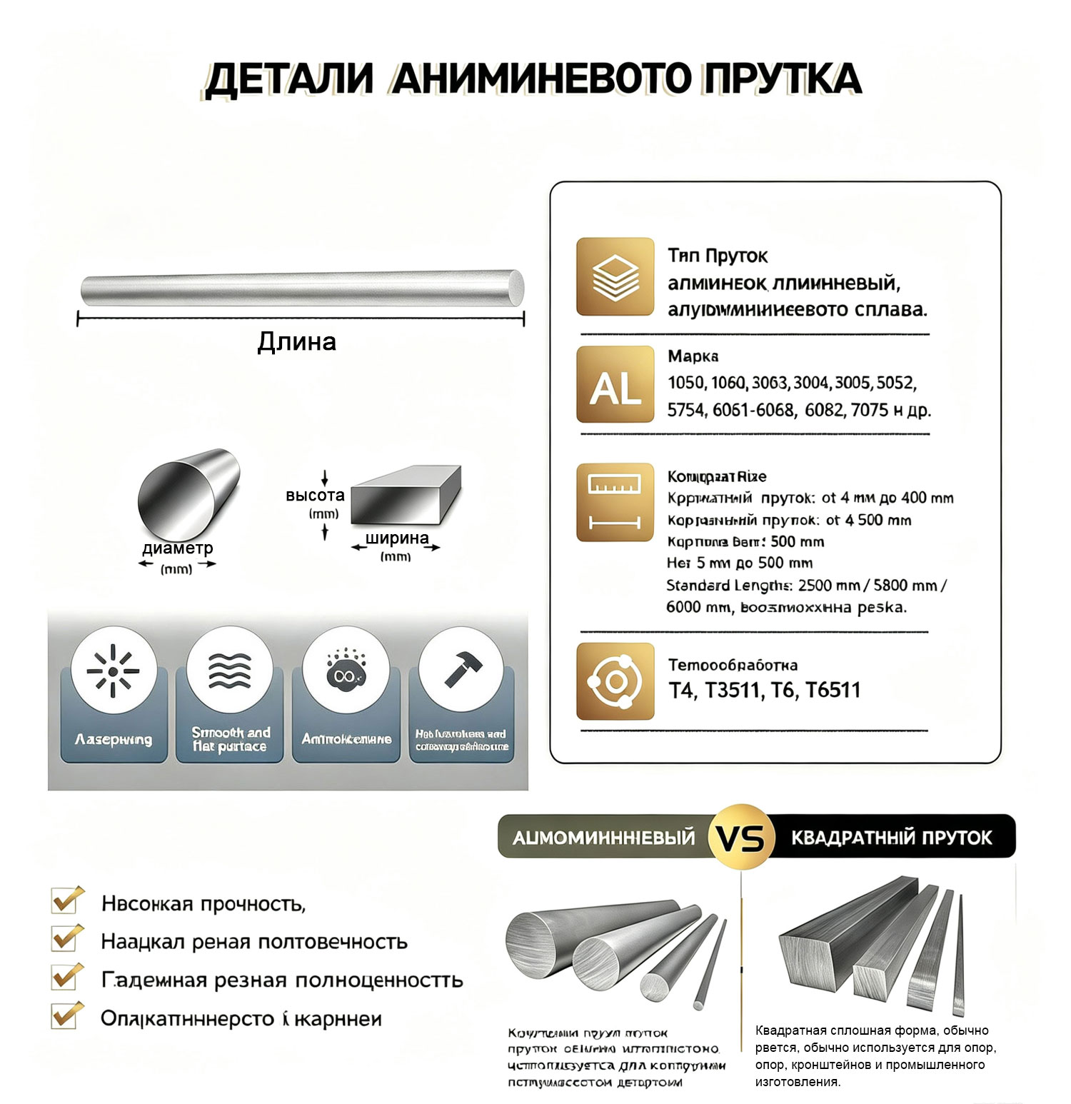 1 Круглый пруток из алюминиевого сплава 6061