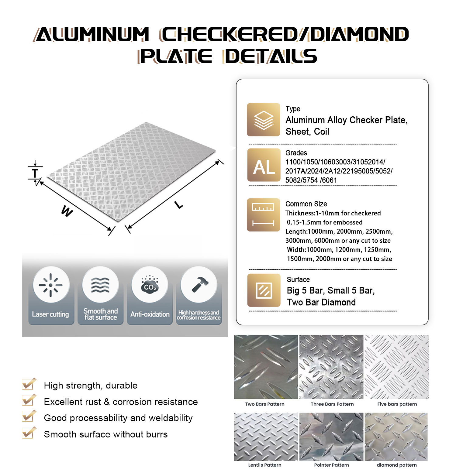 1050 Aluminum Checker Sheet