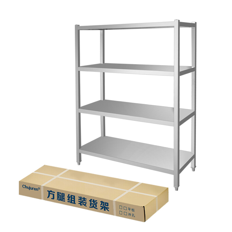 Four-layer flat shelf square leg assembly