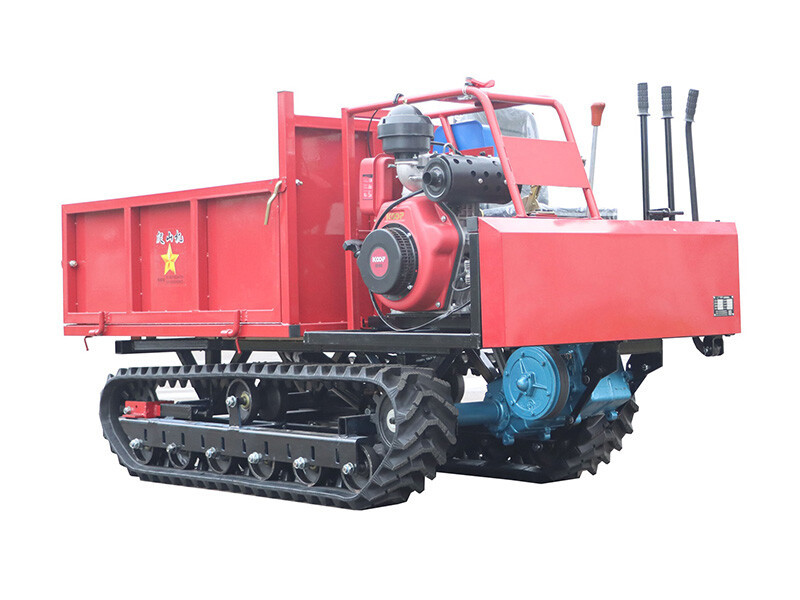 Ride on tracked field and orchard dump truck