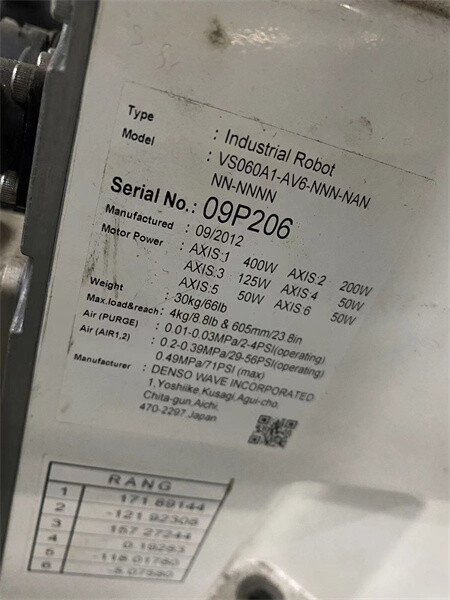VS060A1-AV6-NNN-NANNN-NNNN RC7M-HSG4BA Used Denso Robot