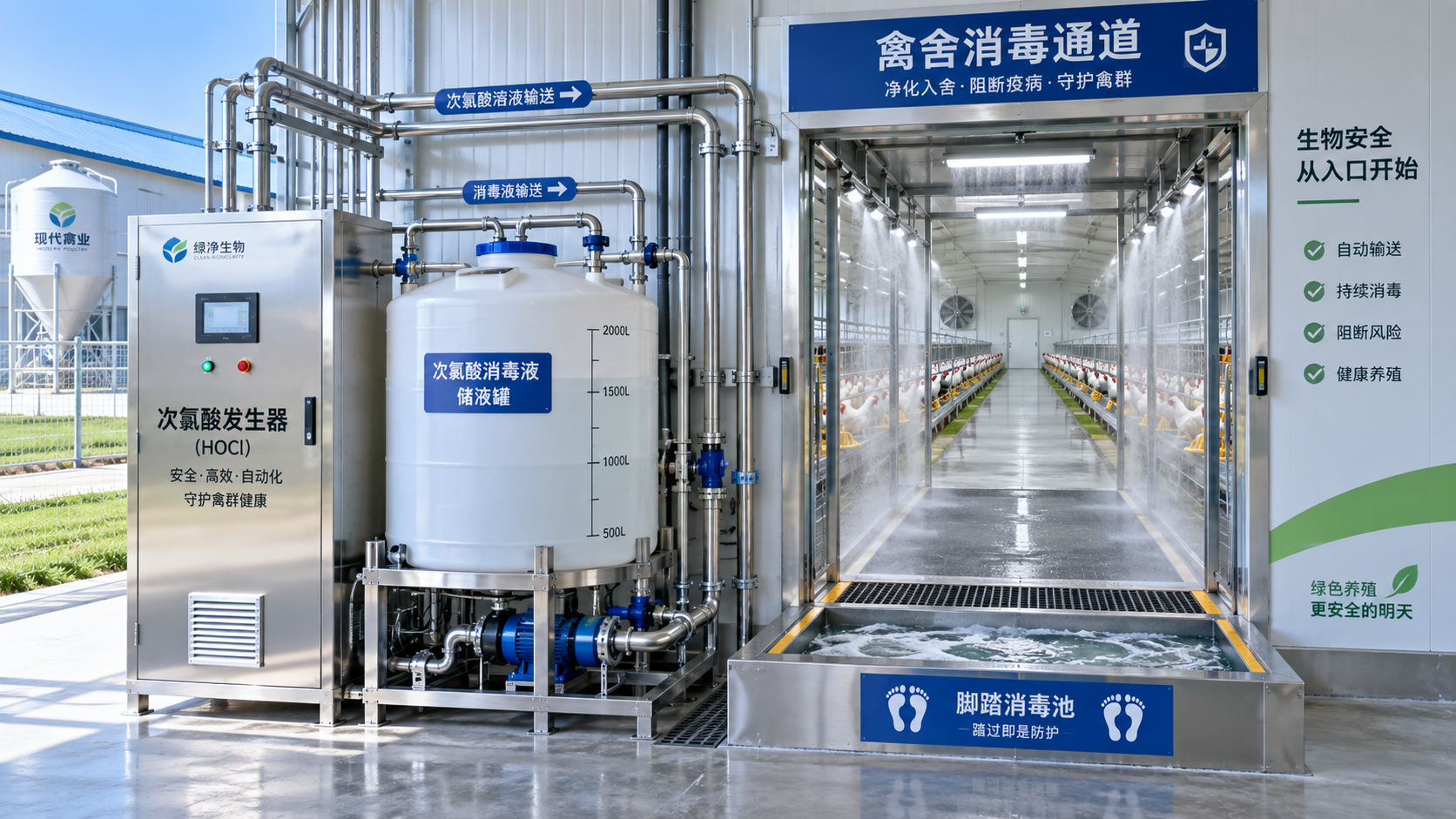 Generator Asam Hipoklorit untuk Peternakan demi Biosekuriti di Peternakan Unggas