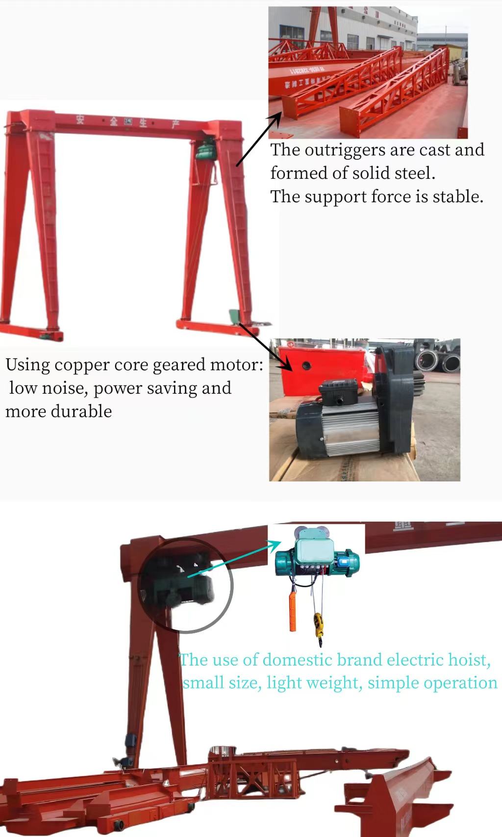 Shandong Crane High Quality 10 Ton 16 Ton 20 Ton Steel Customized Provided Door Type Warehouse Hoist Crane 5 Ton Gantry 6000 6m
