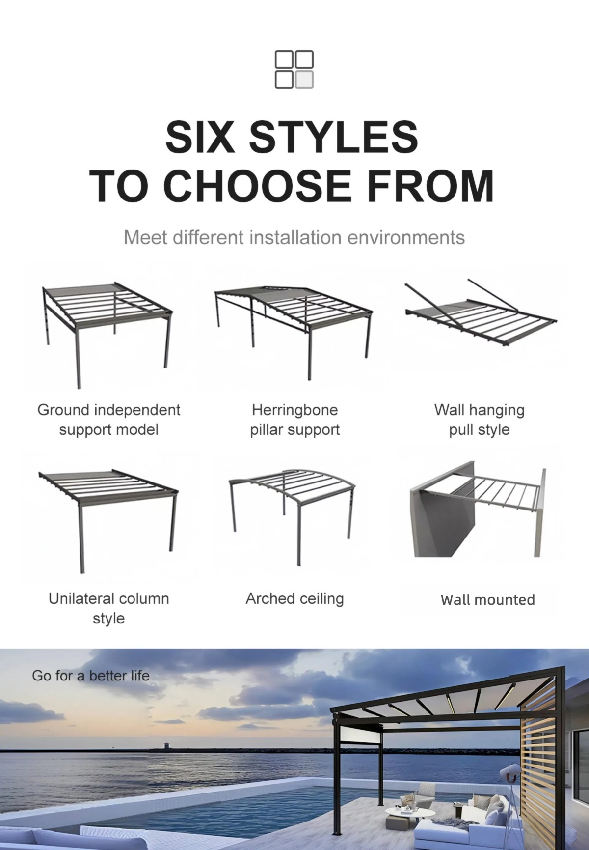 Outdoor Sun Shade Retractable Roof Awning Rainproof