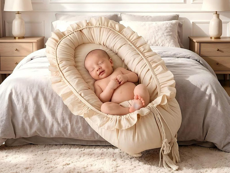 Portable anti-pinch bed for newborns