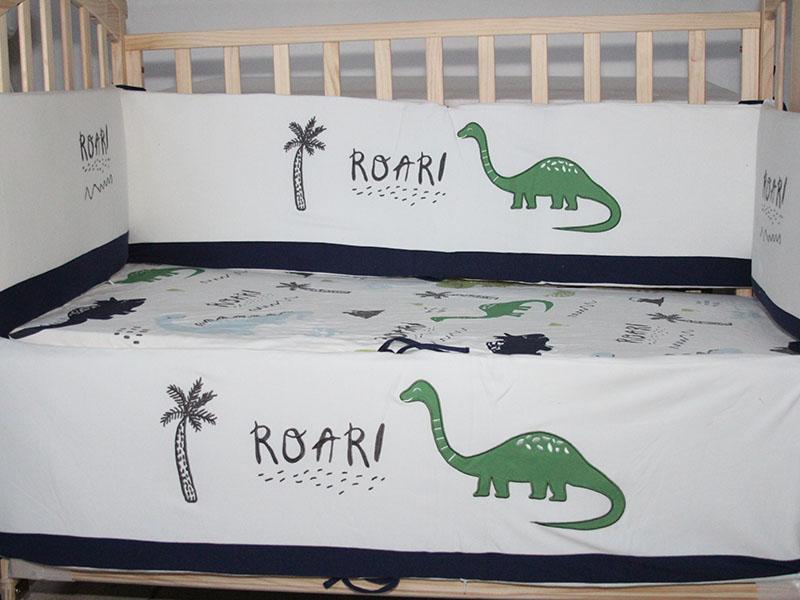 Baby 100% cotton crib bumpers / soft-padded interlocking crib rails with anti-collision and washable design