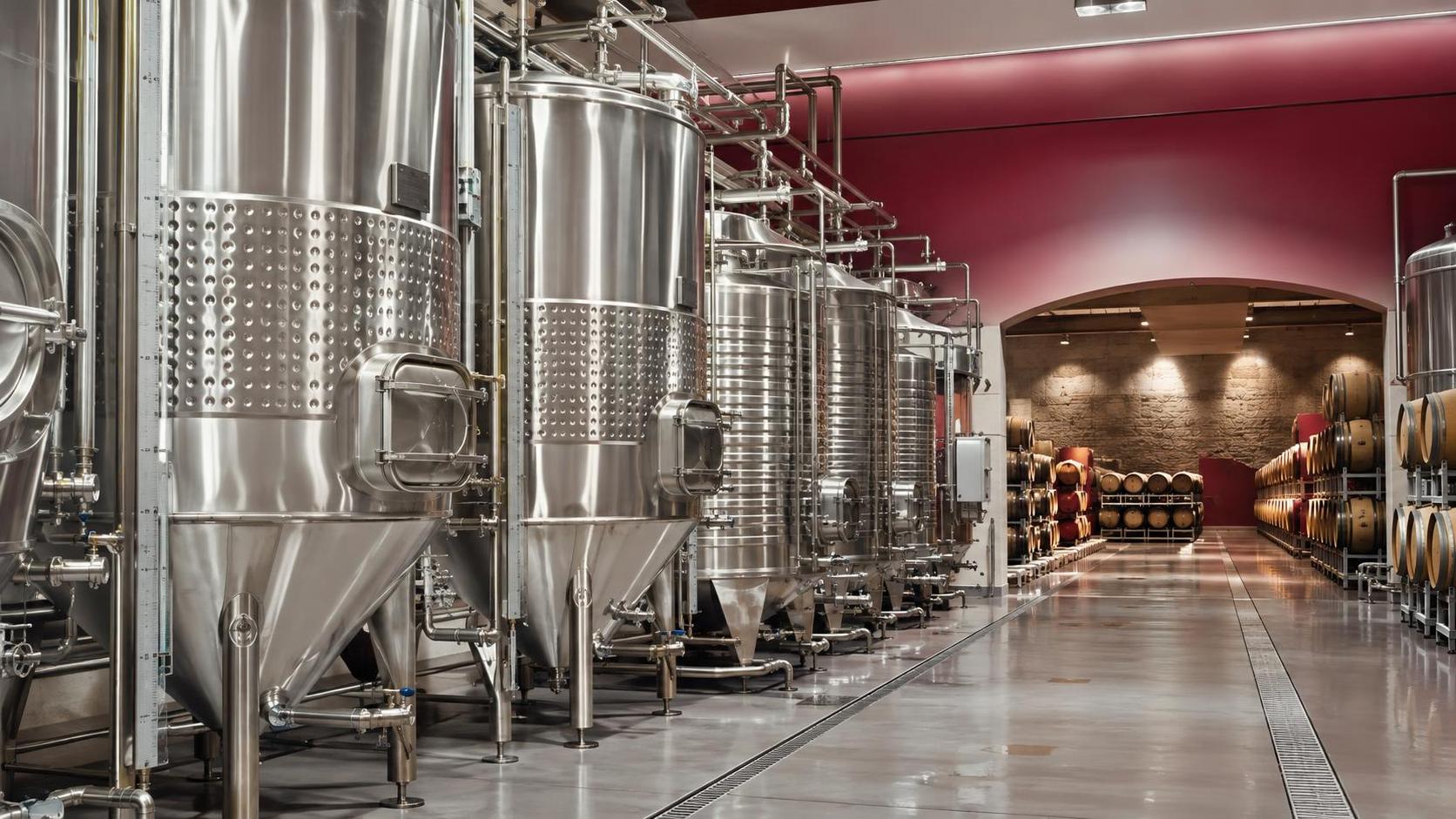 How should wine fermentation and storage tanks be sized?