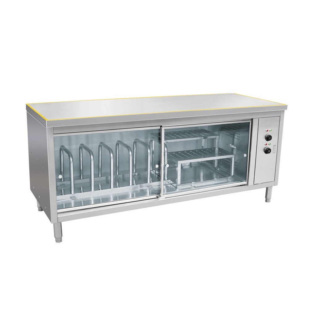 Single-slide glass door dish warmer