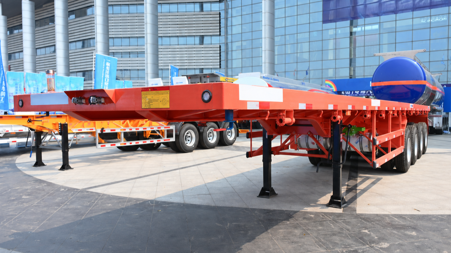 Semi-Trailer Flatbed Kontainer 40ft 4 Gandar