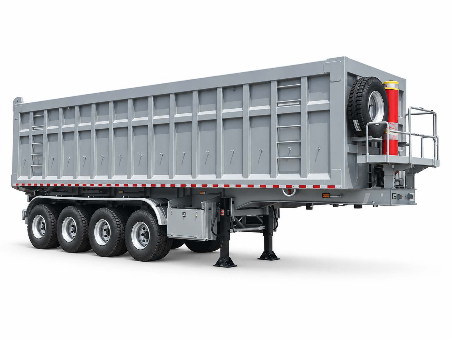 Semi-Trailer Tipper Belakang Bak Persegi Panjang 4 Gandar