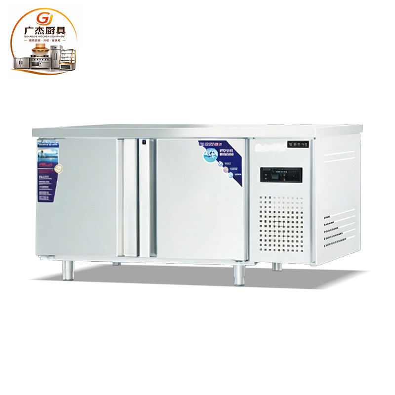 Commercial stainless steel worktop freezer with solid door frozen storage