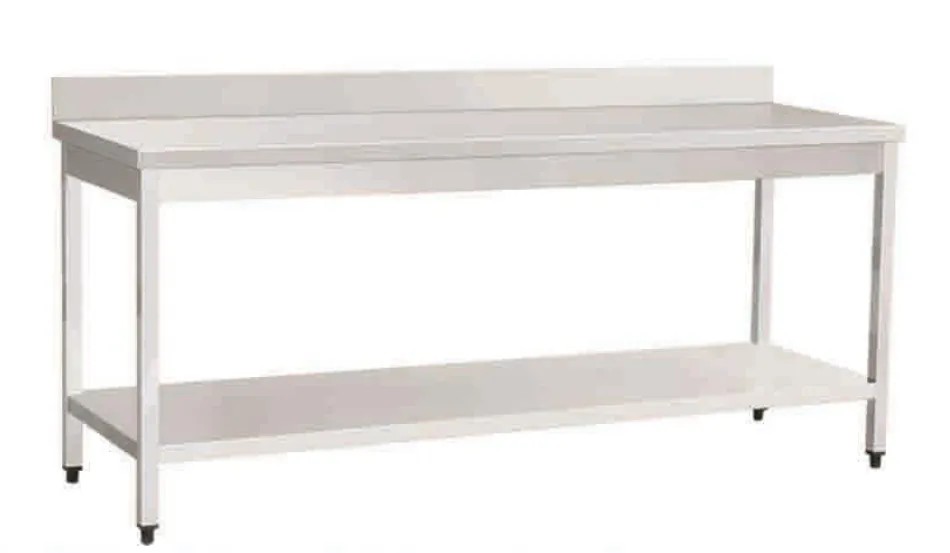 Detachable three-layer stainless steel work table with splashback
