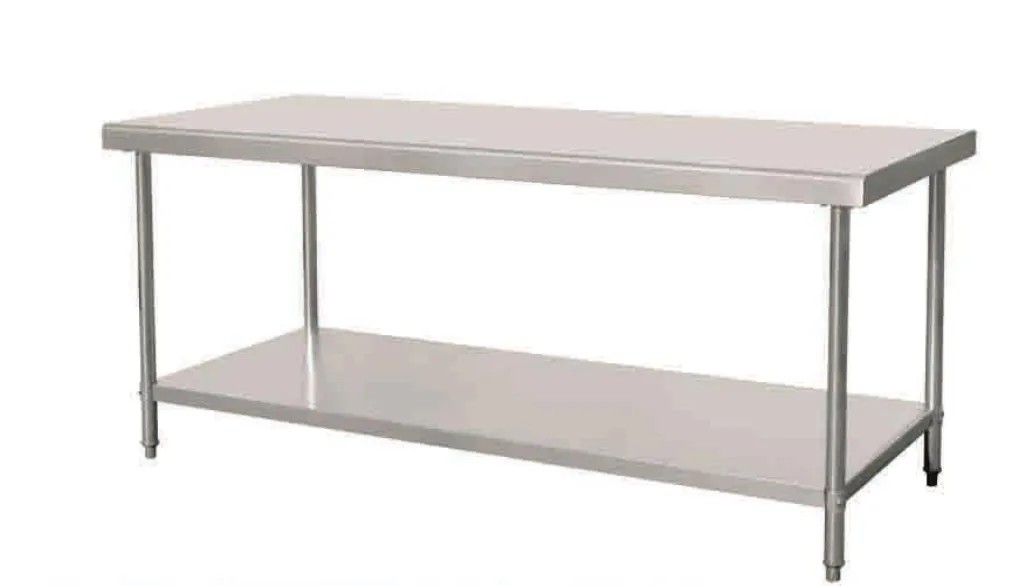 Detachable two-layer stainless steel work table without splashback