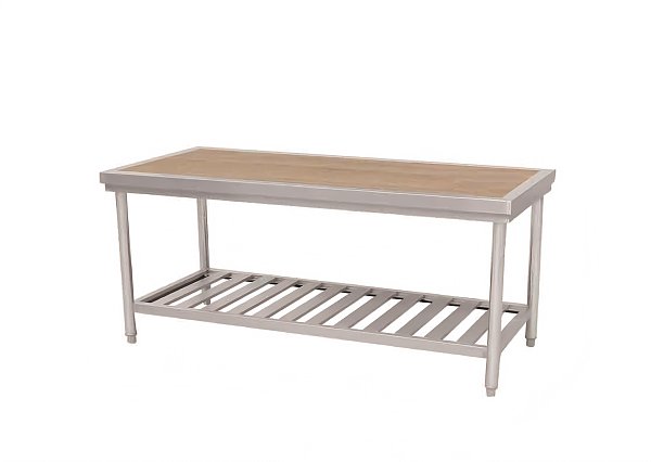 Commercial Stainless Steel Wooden Top Work Table