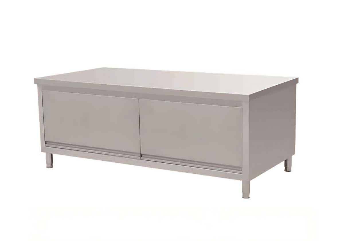 Stainless Steel Work Table with Flip-up Doors, Without Backsplash