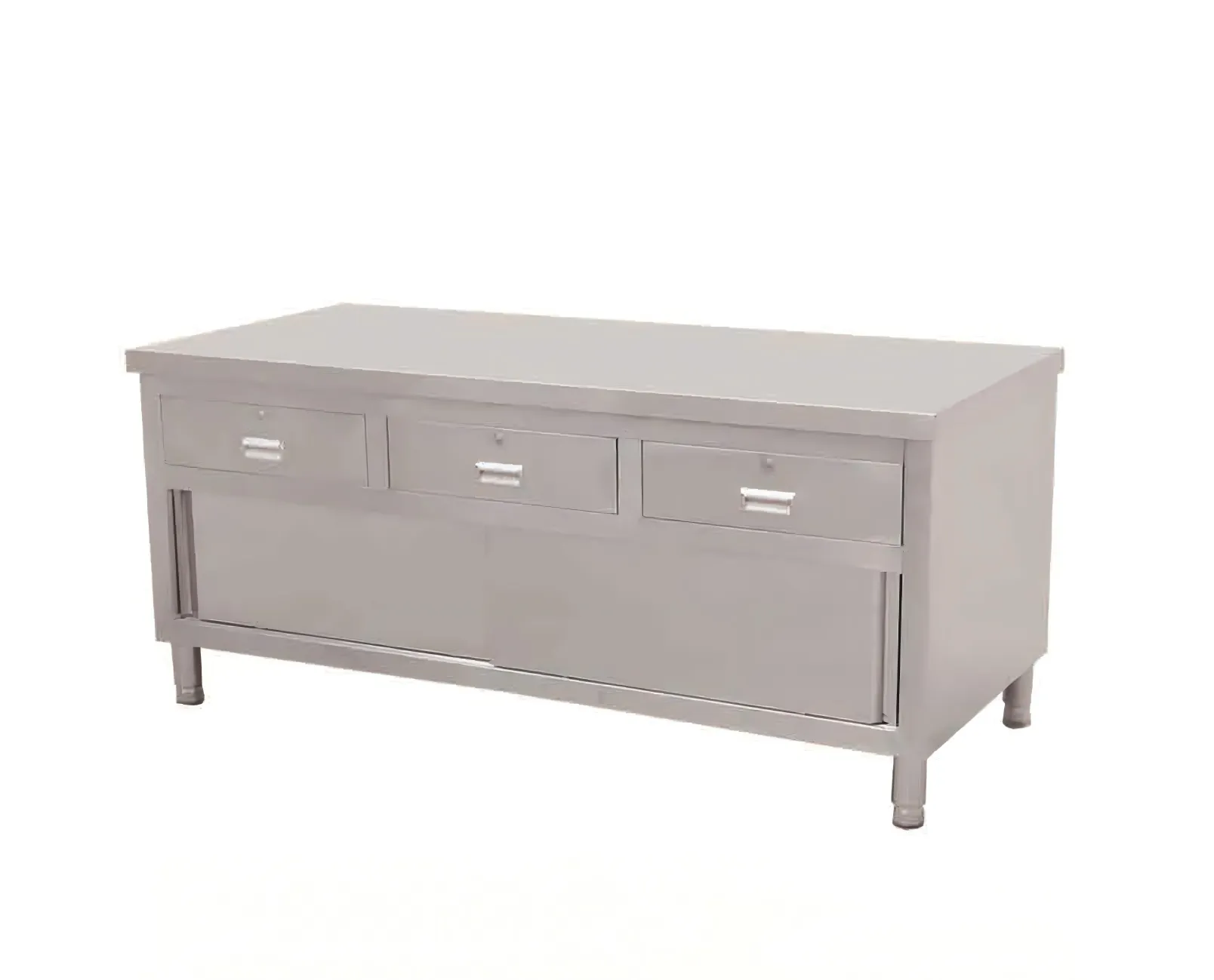 Stainless Steel Cabinet Work Table with Doors and Drawers