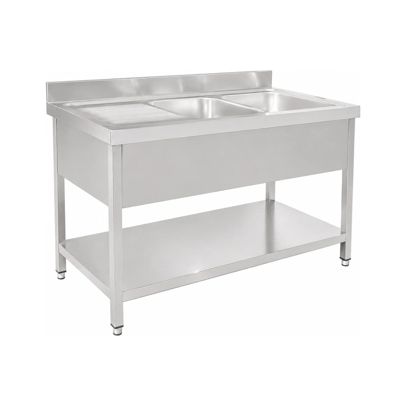 ZZDS Series European Style Stainless Steel Sink with Undershelf and Drainboard