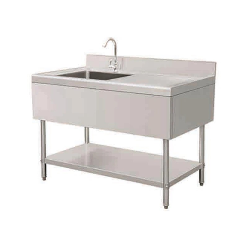 ZZOSDY European Style Single Sink with Right Drainboard and Undershelf