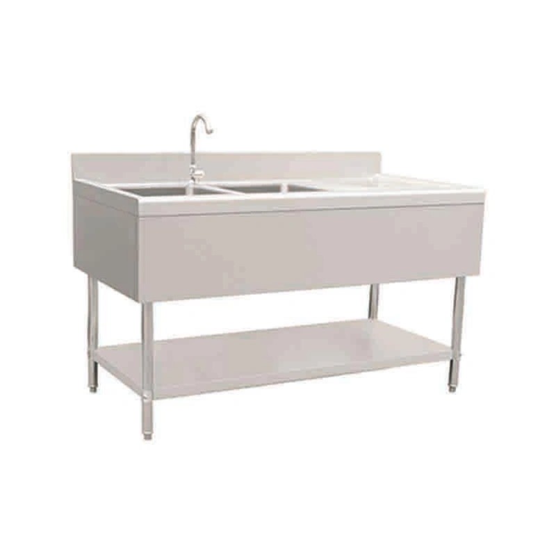 ZZOSSXYLS European Style Double Sink with Right Drainboard and Undershelf