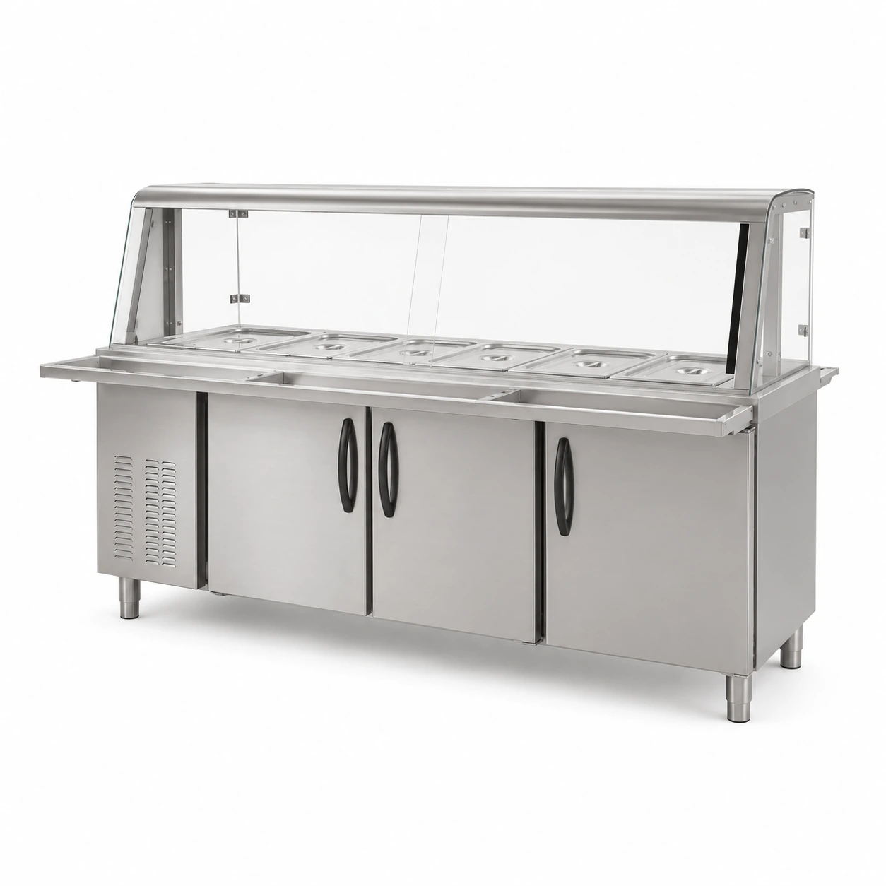 Commercial Bain Marie Food Serving Counter with Glass