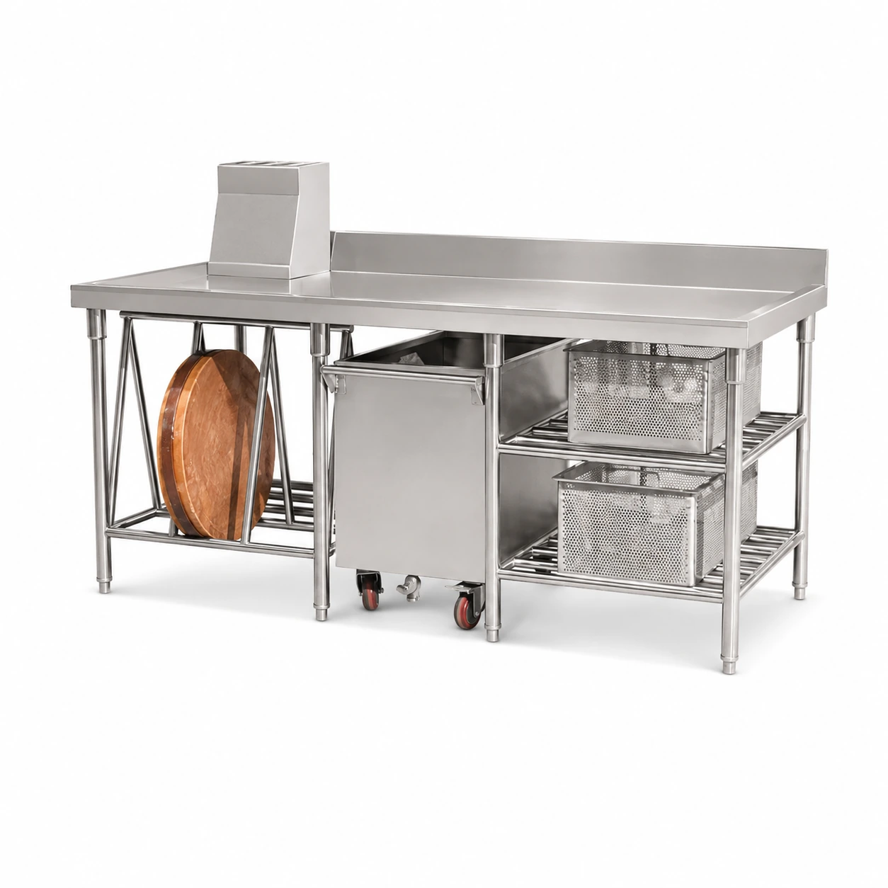 Commercial Stainless Steel Chopping Table with Cutting Board Top