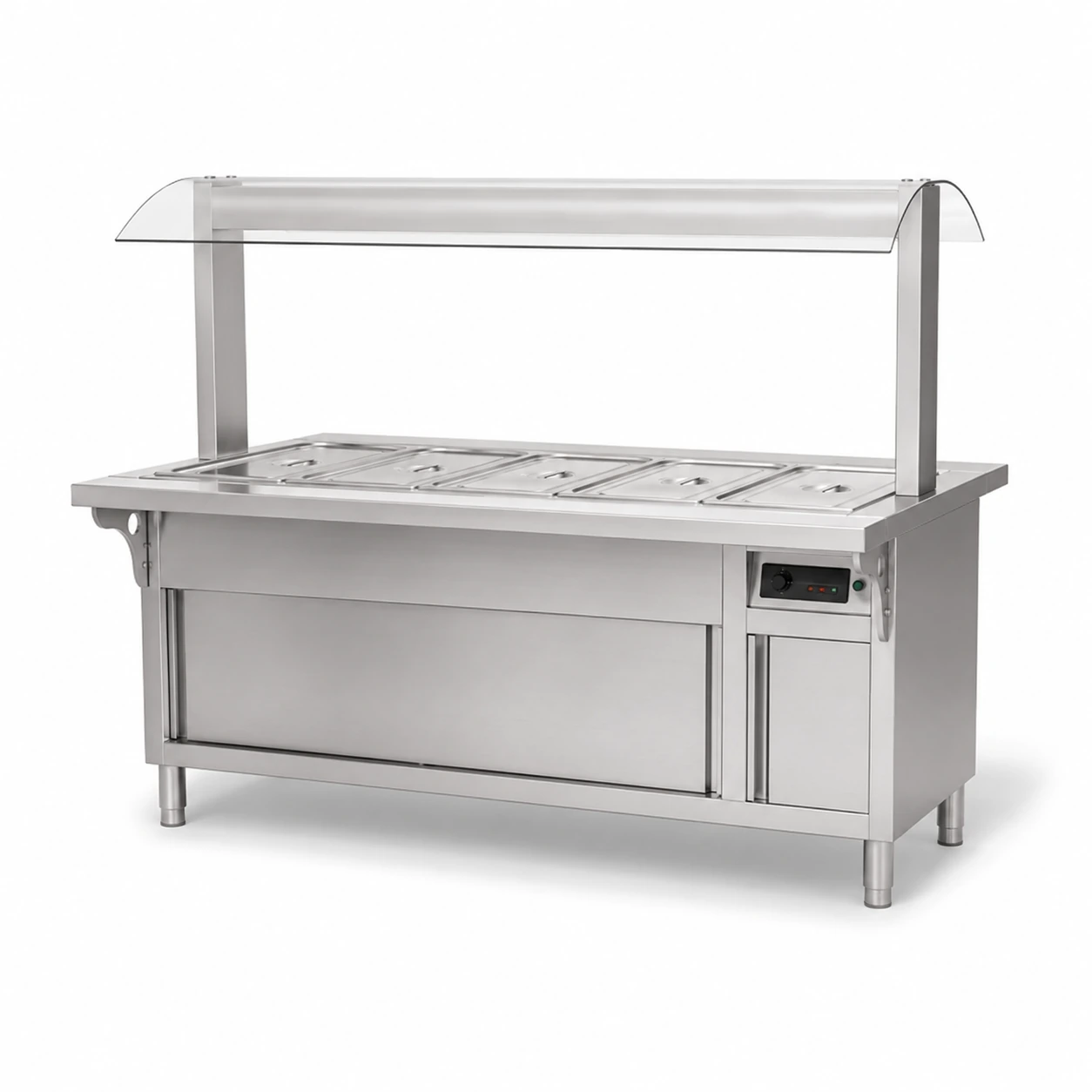Commercial Bain Marie Food Serving Counter with Glass