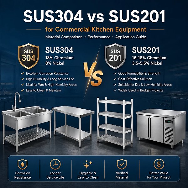 SUS304 vs SUS201 for Commercial Kitchen Equipment
